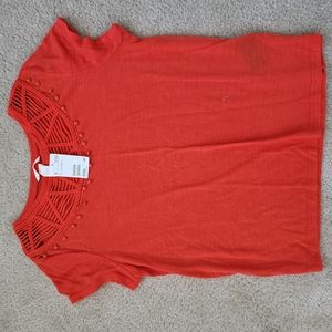 Ladies orange top, size Large